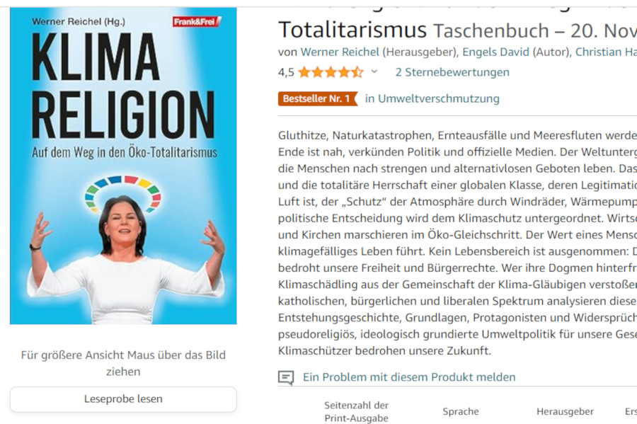 Klimareligion: “Bestseller Nr. 1” bei Amazon